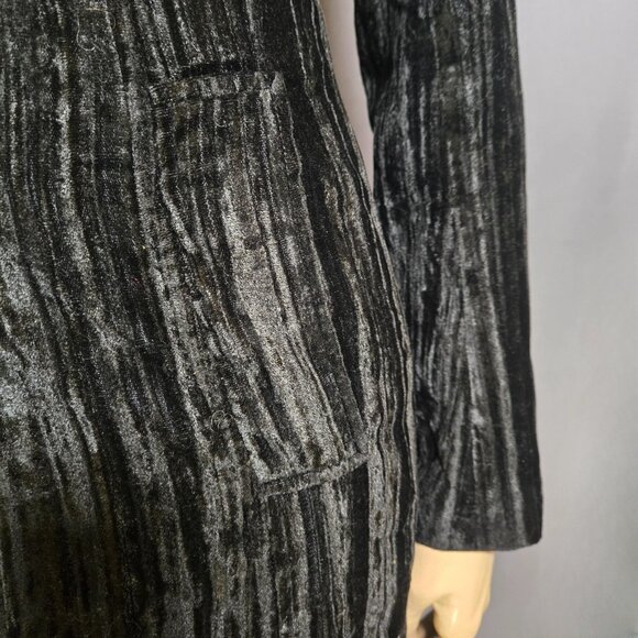 Y2K Guess Black Velvet Long Jacket Trench Coat Size S Gothic Witchy Whimsigoth - Picture 4 of 14